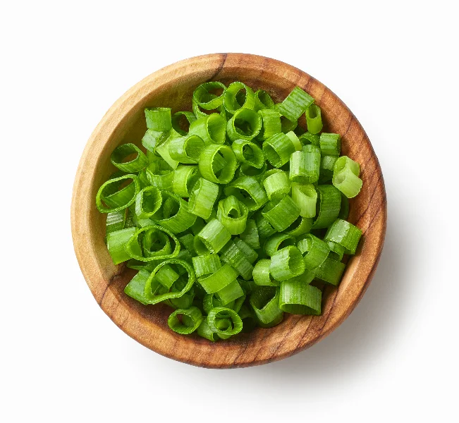 bowl of chopped green onions