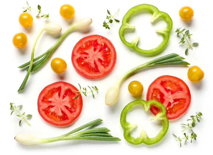 various colorful sliced vegetables
