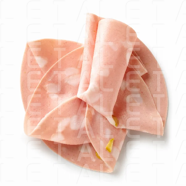 slices of pork sausage with pistachios