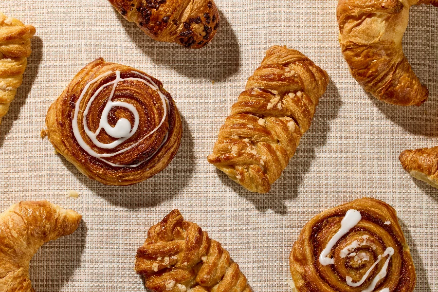 assorted pastries, top view