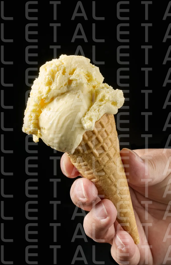vanilla ice cream in waffle cone