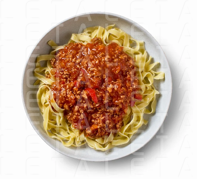 bowl of pasta tagliatelle with bolognese sauce