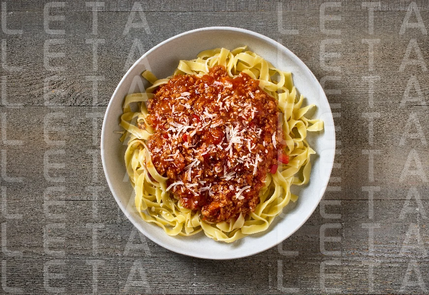 bowl of pasta tagliatelle with bolognese sauce