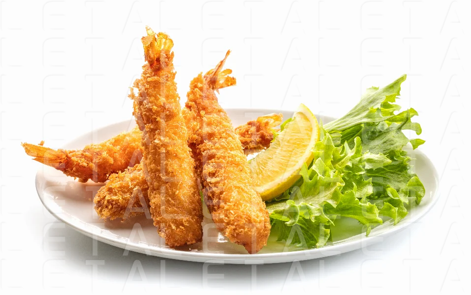 plate of breaded torpedo shrimps