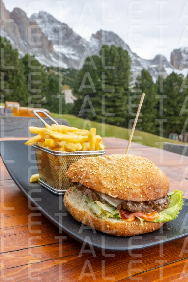 fresh burger and fries