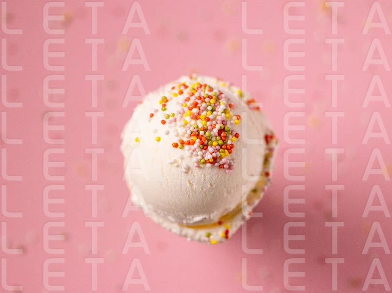 vanilla ice cream on pink background