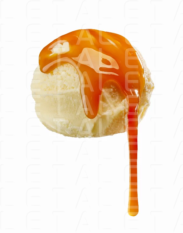 vanilla ice cream with caramel sauce