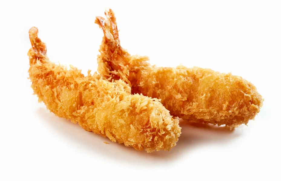 fried shrimps on white background