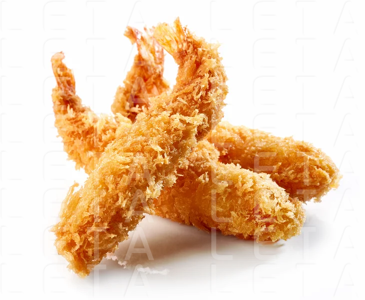 fried shrimps on white background