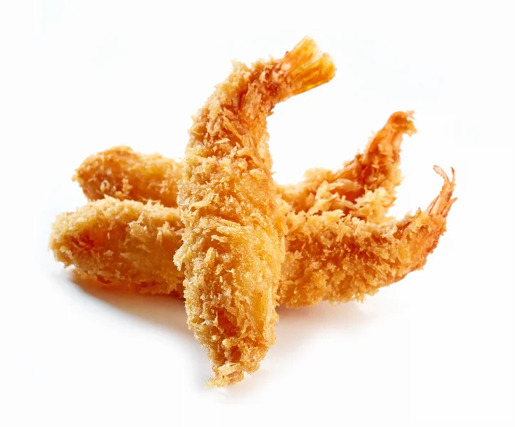 fried shrimps on white background