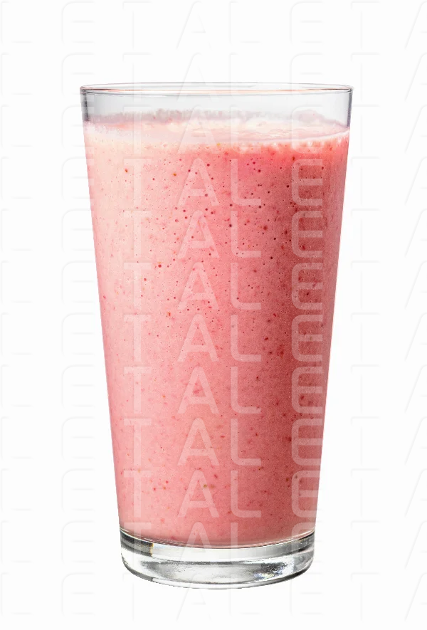 glass of pink strawberry milkshake