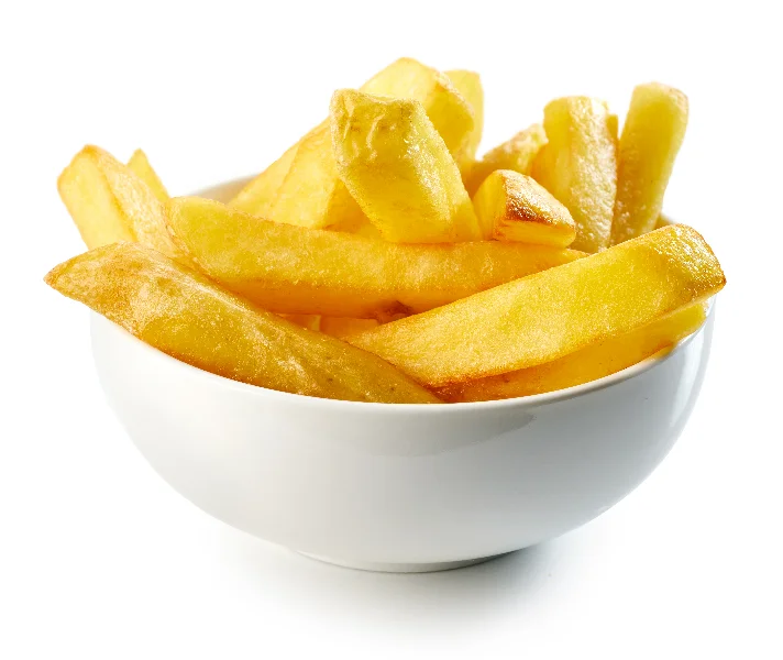fried potatoes on white background