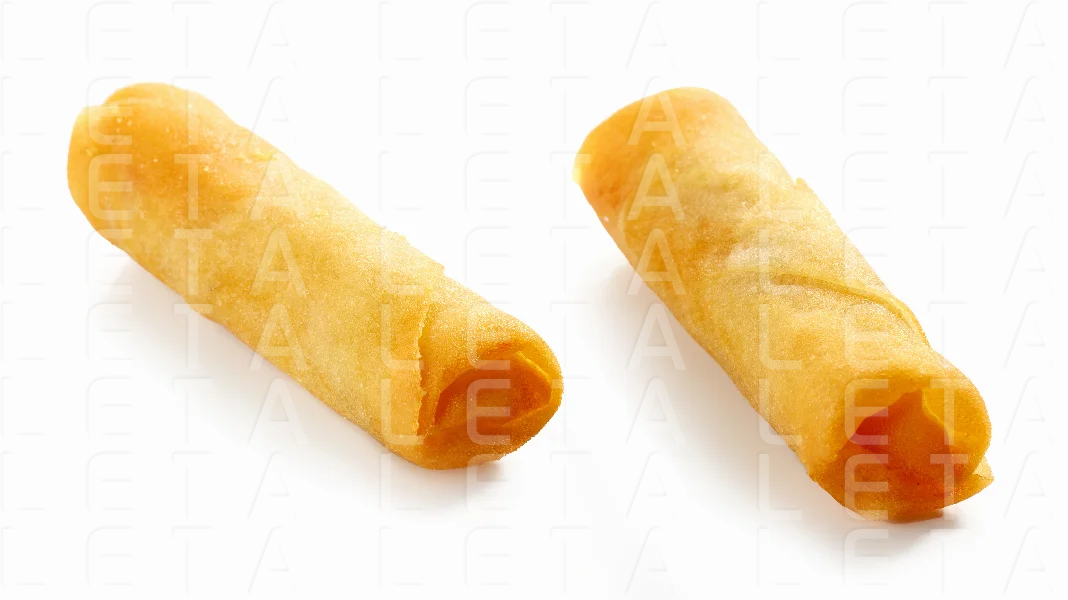 two springrolls on white background