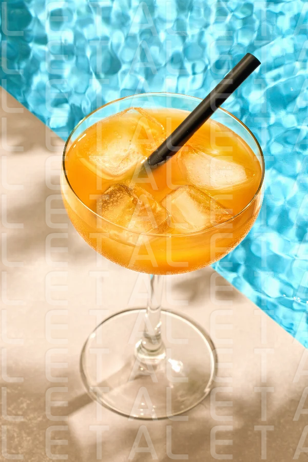 cocktail glass of iced juice