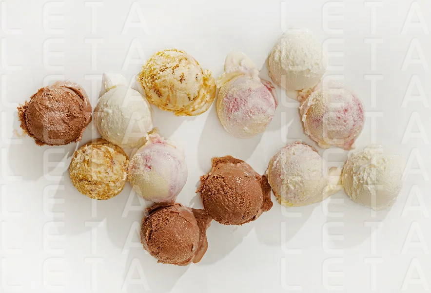 set of various ice cream balls