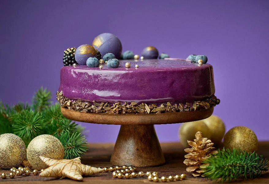 beautiful violet Christmas cake