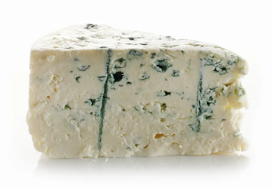 blue cheese on white background