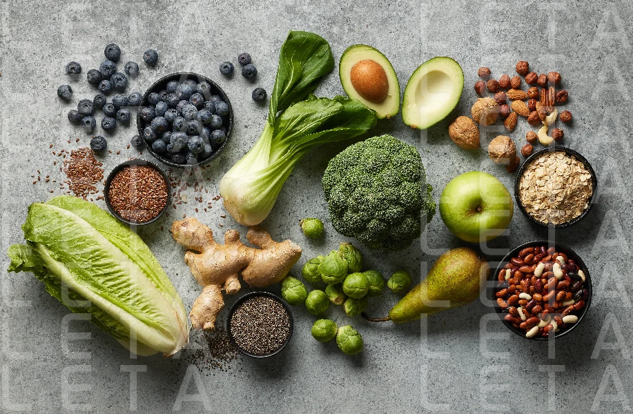various fresh raw food ingredients