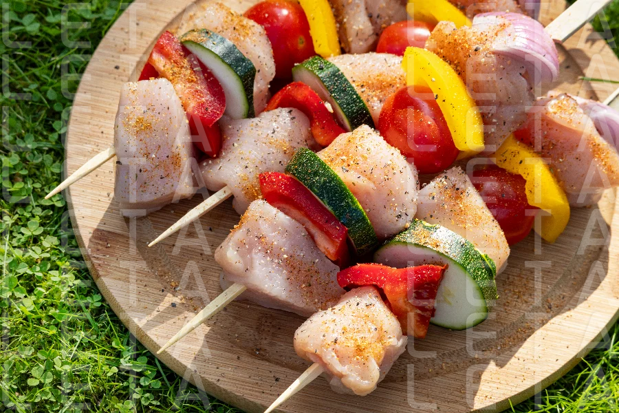 meat and vegetable skewers