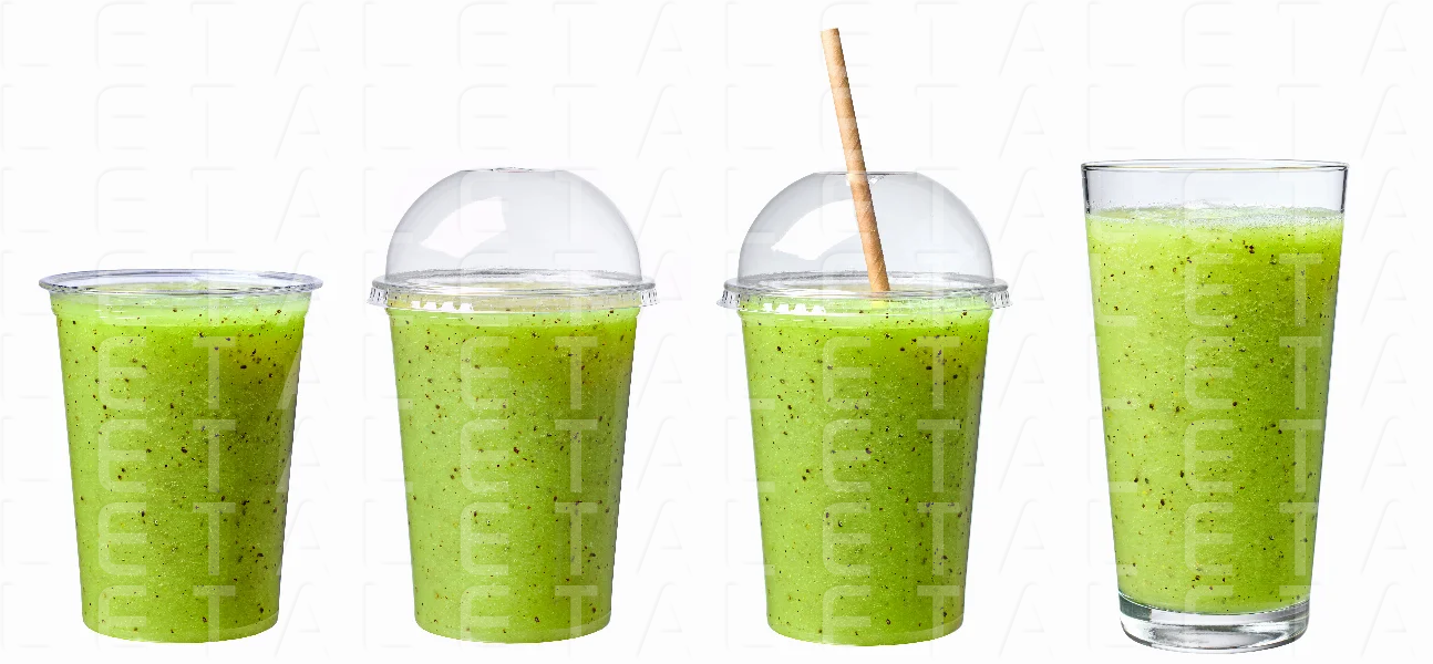 fresh green smoothie in take away cup