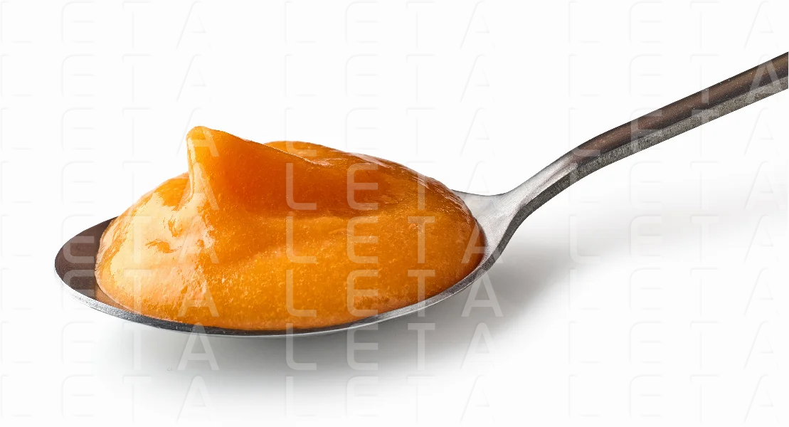 vegetable puree in spoon