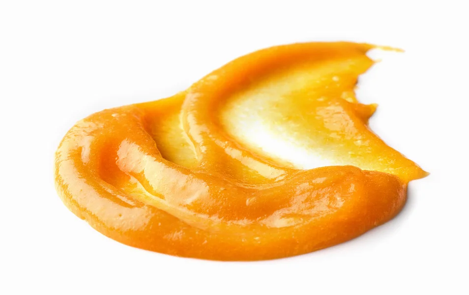 vegetable puree on white background