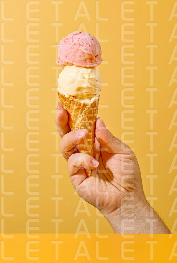 ice cream in human hand