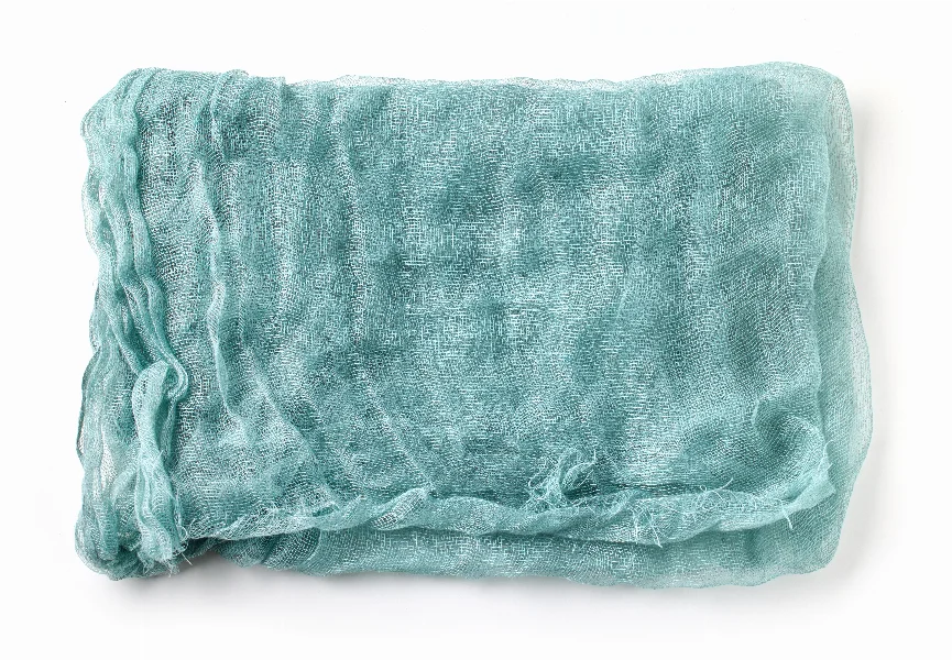 folded blue cotton napkin