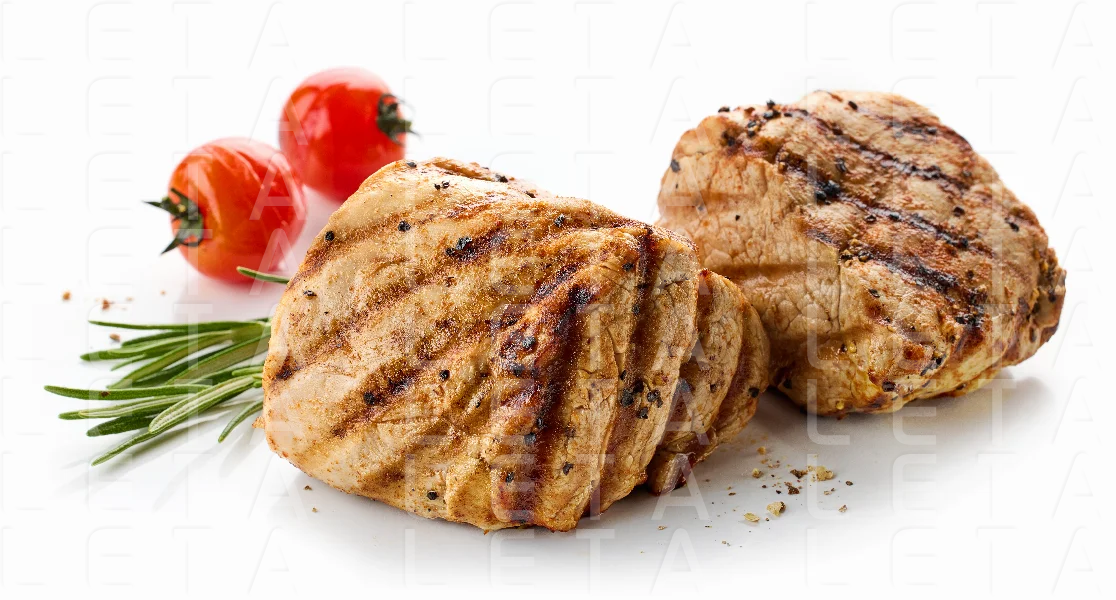 freshly grilled pork fillet steaks